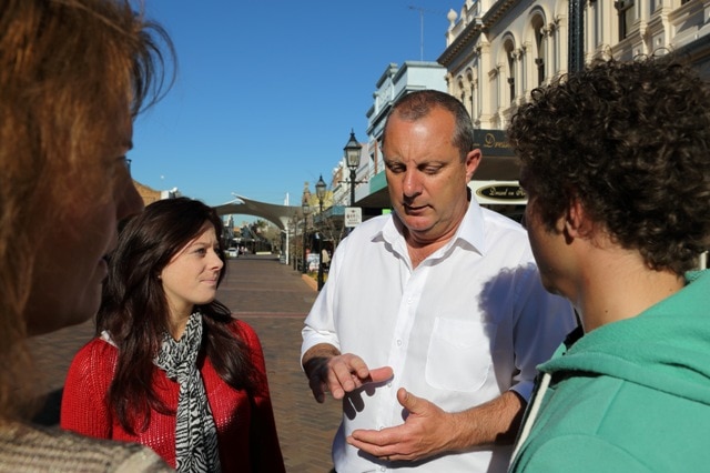 Nationals candidate for Hunter, Michael Johnsen talking to young voters.