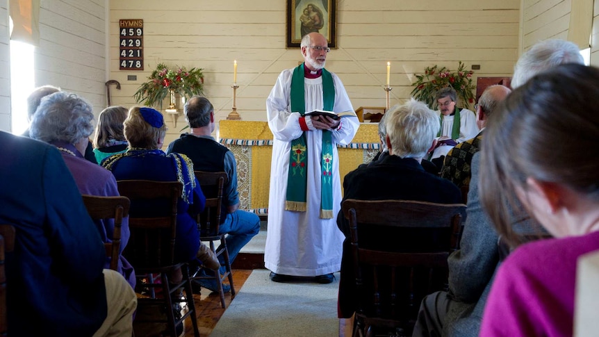 Bishop Ian Palmer at the Marra Creek church, north of Nyngan