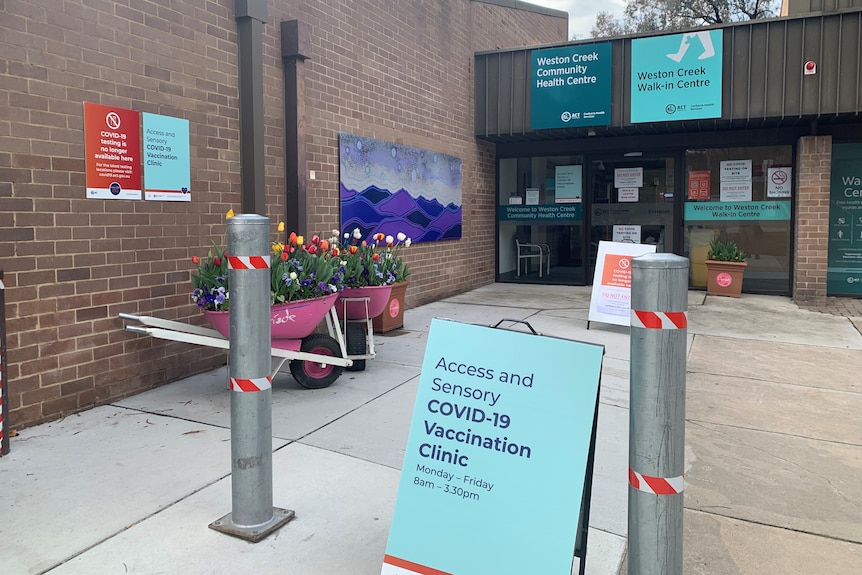 The exterior of the Access and Sensory Friendly vaccination clinic in Weston.