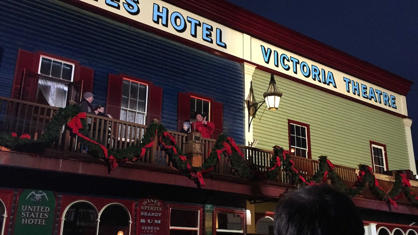 United States Hotel in Sovereign Hill covered with lights