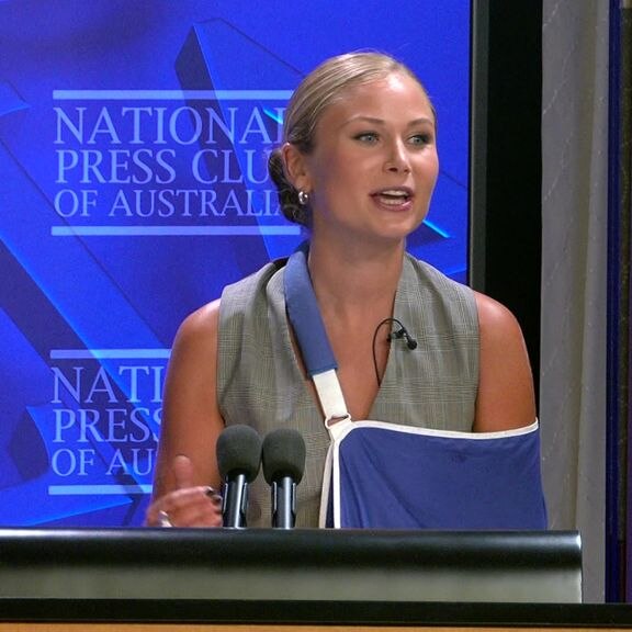 Grace Tame is speaking at the National Press Club