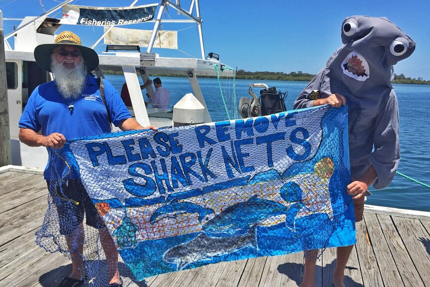 Anti shark net protestors