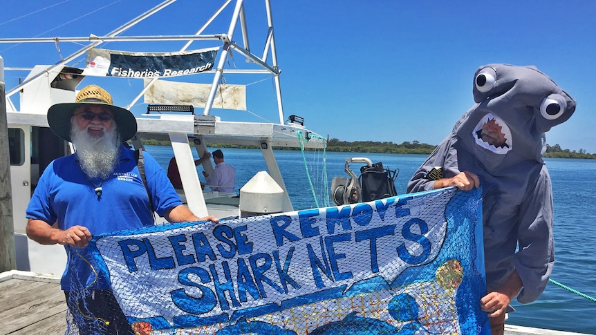 Anti shark net protestors