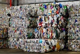 Bales of recycling material at SMRC's Regional Resource Recovery Centre to be exported to Asia.