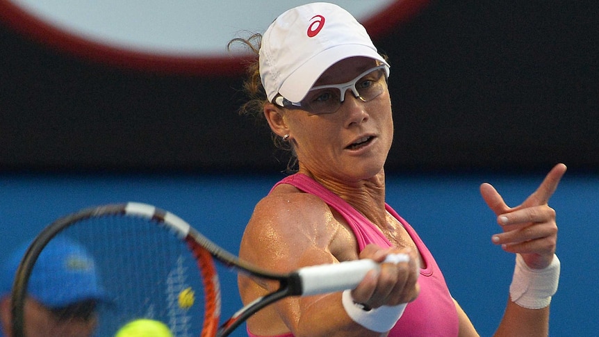 Classy display ... Samantha Stosur plays a forehand against Tsvetana Pironkova