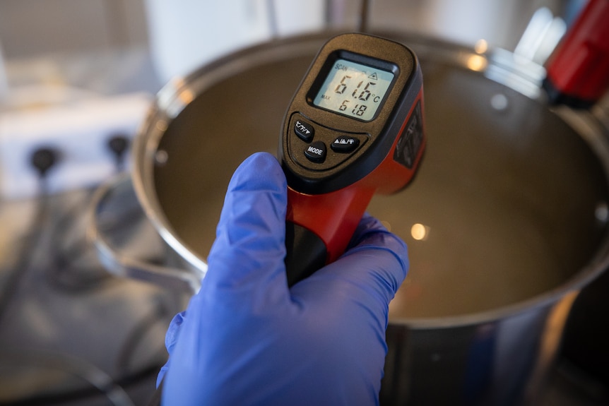 A digital thermometer being used.