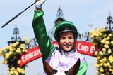 Michelle Payne on Prince Of Penzance returns to scale after winning the Melbourne Cup
