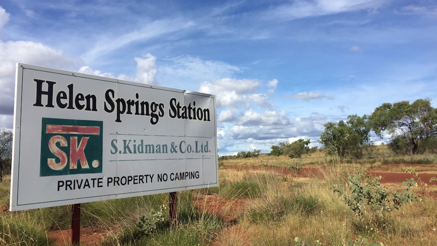 A sign for Helen Springs Station in outback Queensland