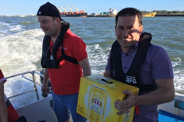 Gladstone's new Mayor Matt Burnett gets ready to hand race winner Black Jack the traditional prize