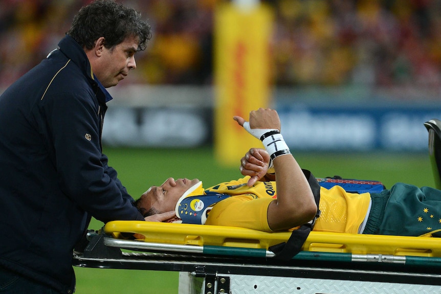 Lealiifano stretchered off against the Lions