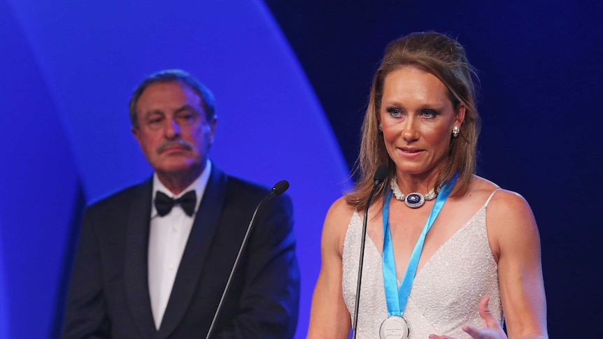 2012 honour ... Sam Stosur at the Newcombe Medal ceremony.