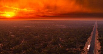 Drone photo of outback bushfire