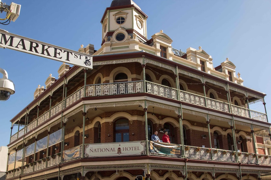 A wide exterior shot of Fremantle's National Hotel.