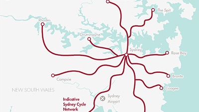 Infrastructure Australia indicative Sydney cycle network map