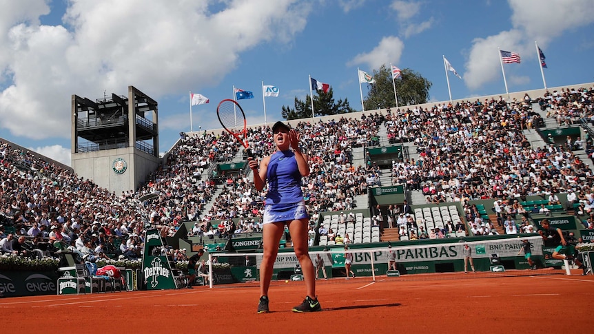 Elina Svitolina screams to the heavens at Roland Garros