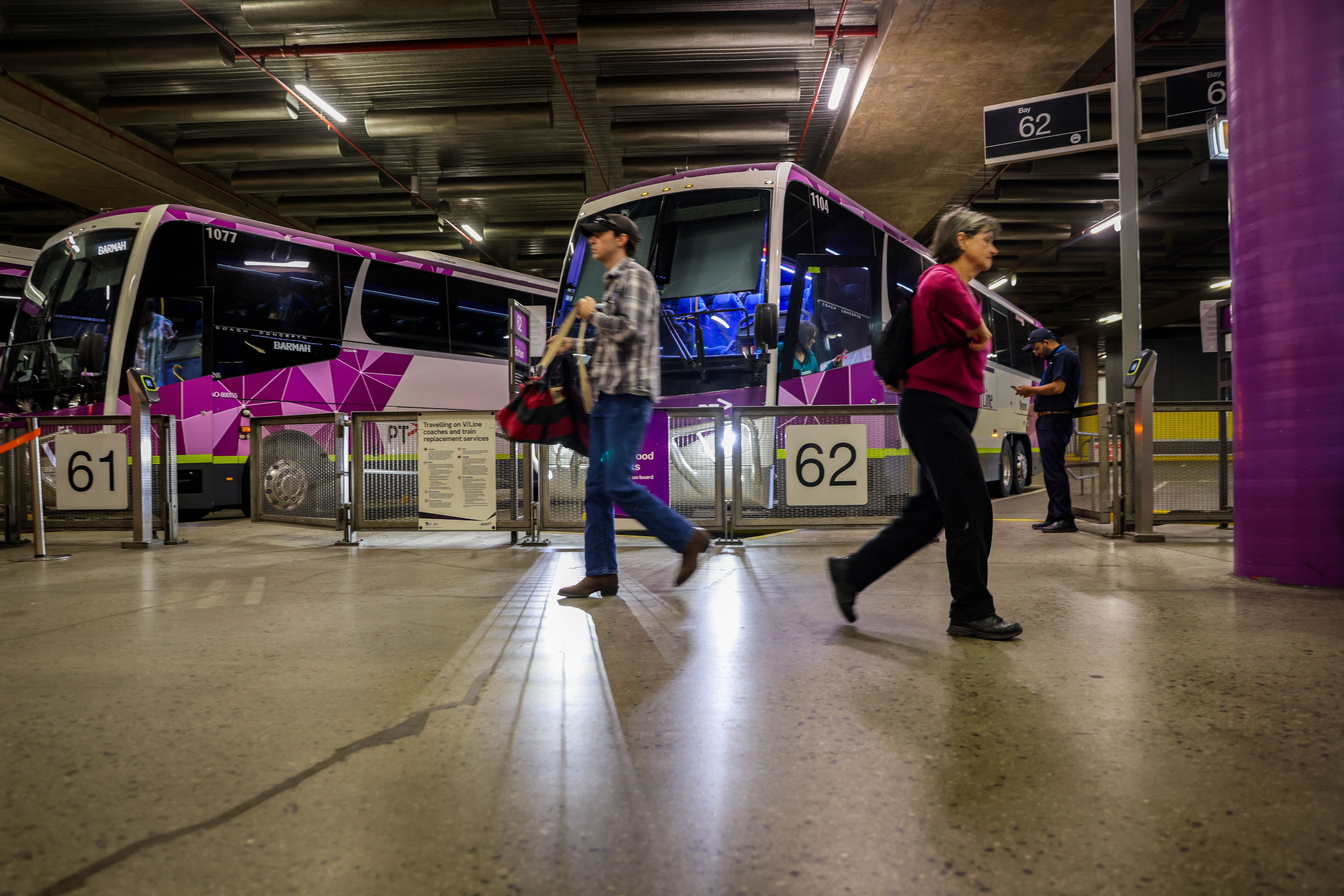 Parked buses at Southern Cross Station