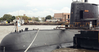 The Argentine submarine San Juan sits at dock.