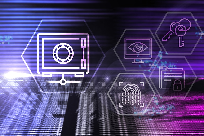  a graphic of computer screens and data