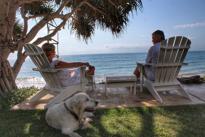 Shane and Pascaline Emms at their beachside house in Bargara, on Bundaberg's coast.