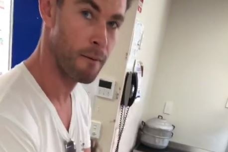 Chris Hemsworth in tuckshop