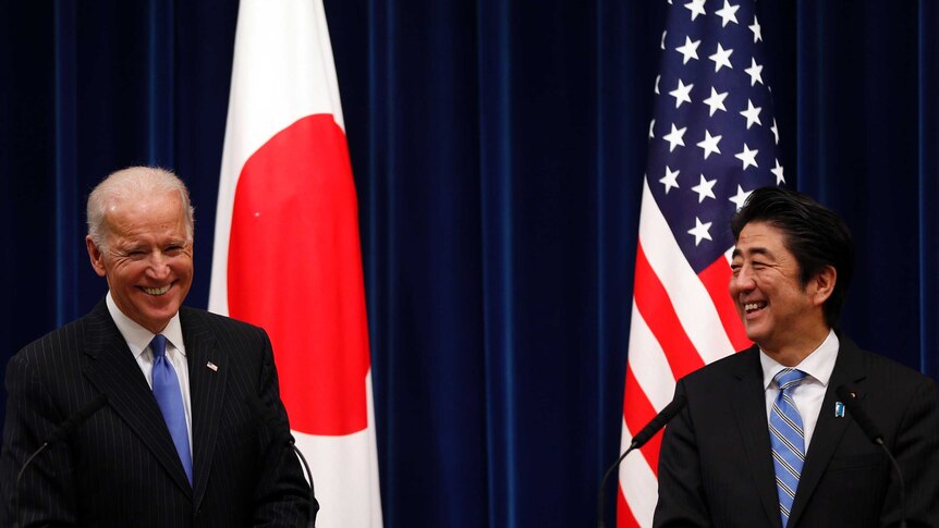 Joe Biden meets with Shinzo Abe in Tokyo