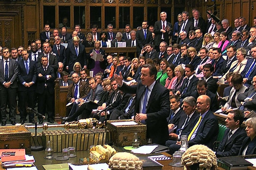 David Cameron speaking in parliament.