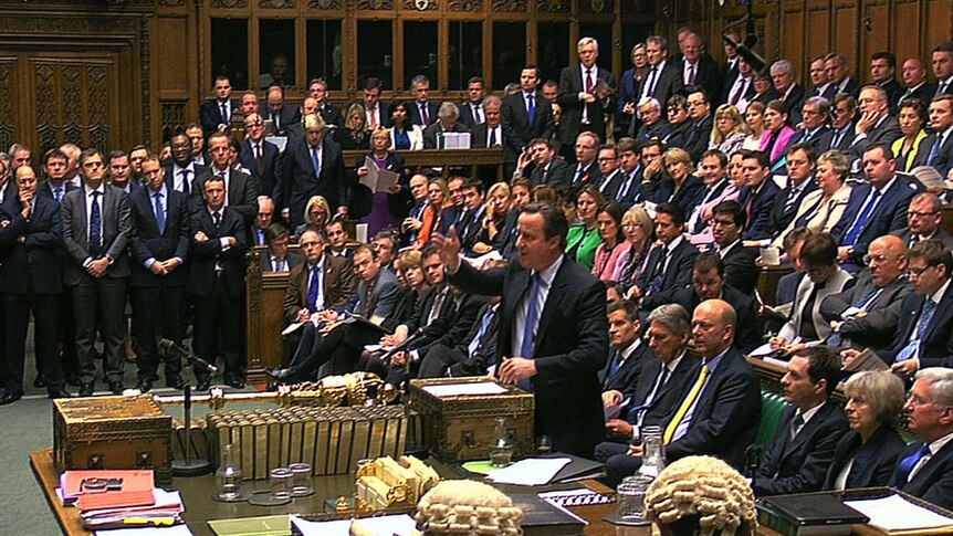 David Cameron speaking in parliament.