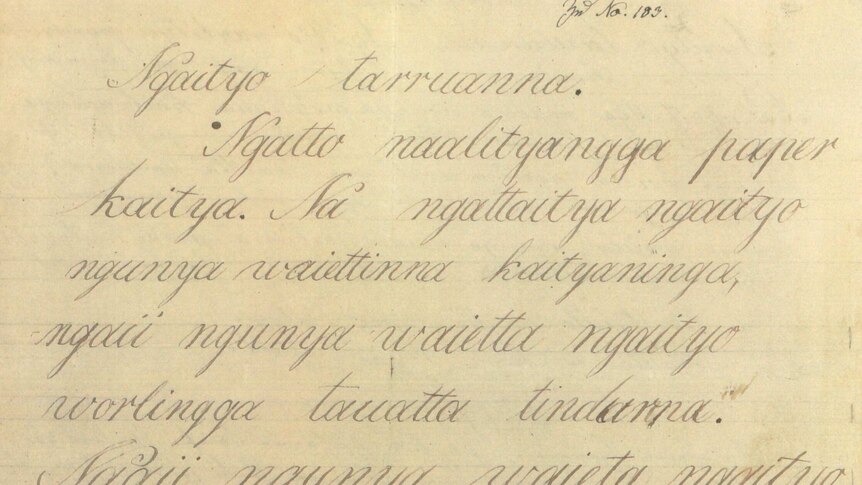 Letter written by young Kaurna boy in 1840s