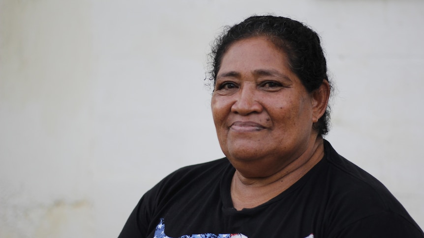 Former Mango Island resident Tipiloma Tutuíla sitting in her temporary accommodation