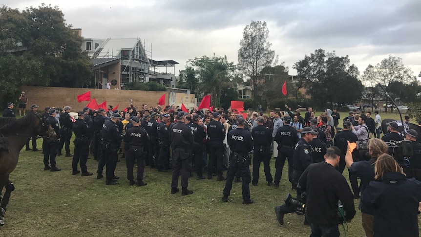 Police surround protesters