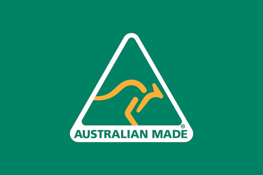 Le logo Australian Made vert et or.