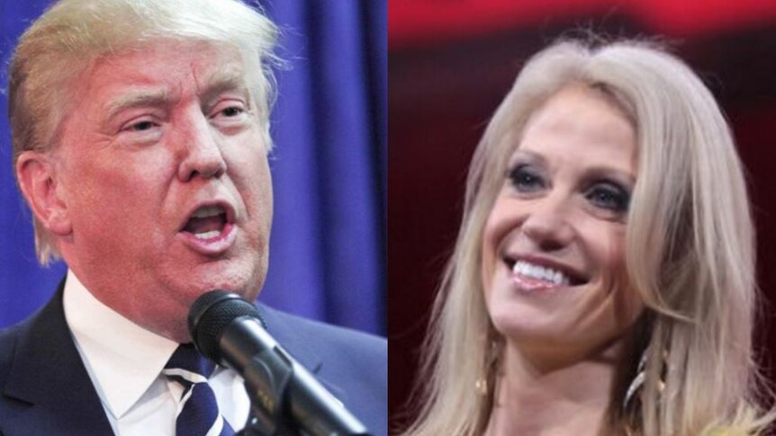 Composite image Kellyanne Conway and Donald Trump
