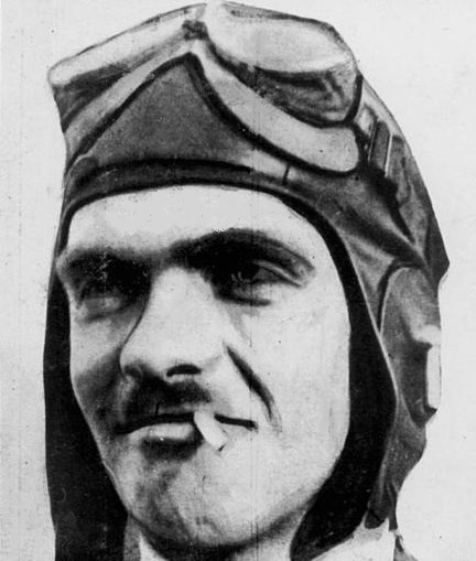  Young pilot Guy Menzies with his flying helmet on.