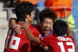 Park Ji-Sung's (centre) goal secured the win over a lacklustre Greece.