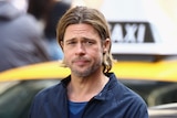 Actor Brad Pitt films a scene from 'World War Z' in Glasgow City centre