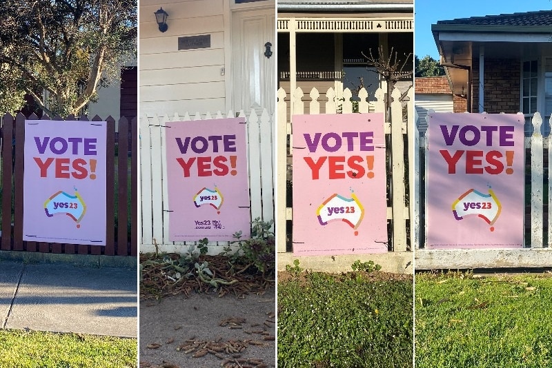 A composite of yes vote posters