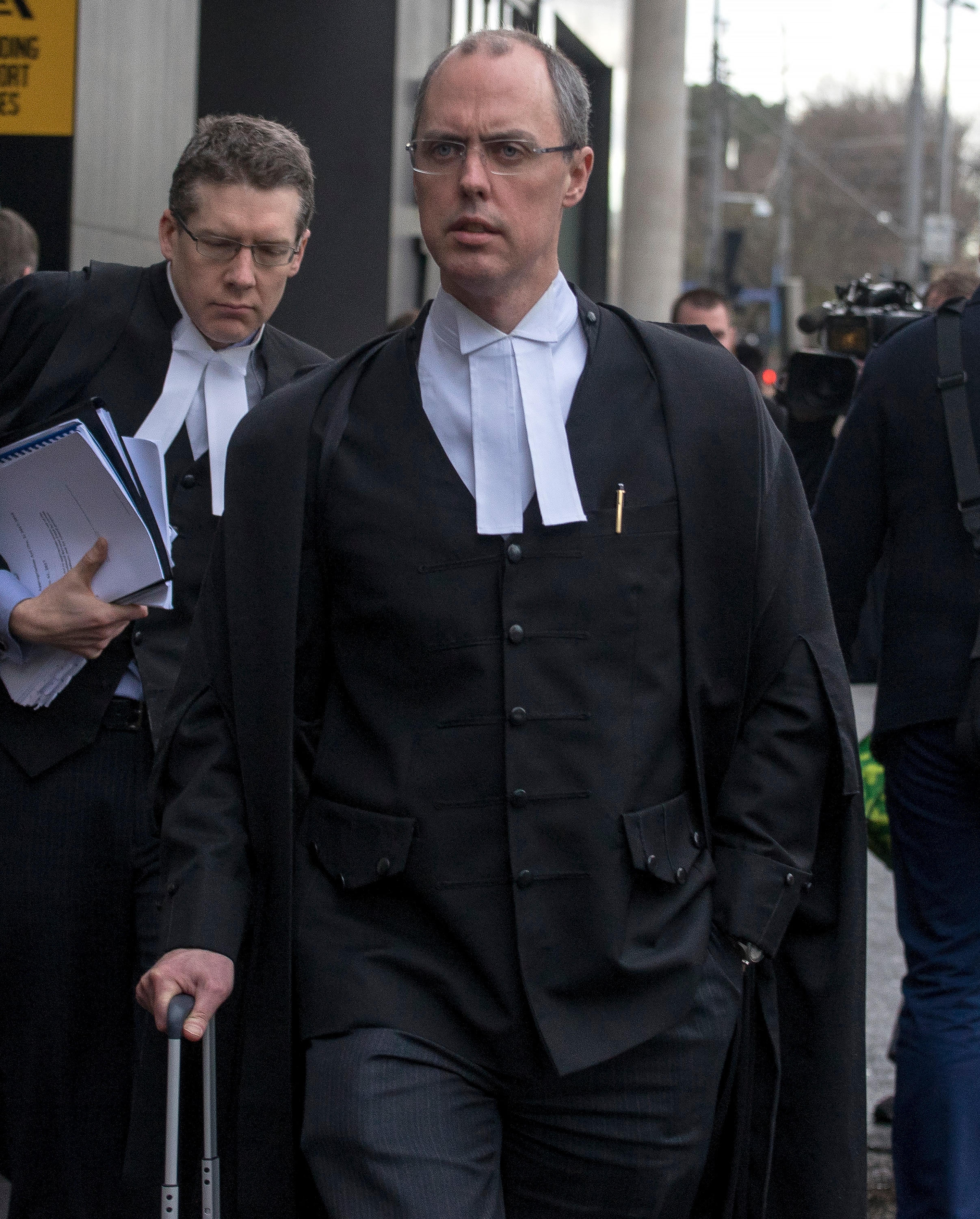 Stephen Donaghue in barrister robes outside the High Court in Melbourne