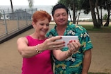 Pauline Hanson and Jason Hepplewhite at Yeppoon.