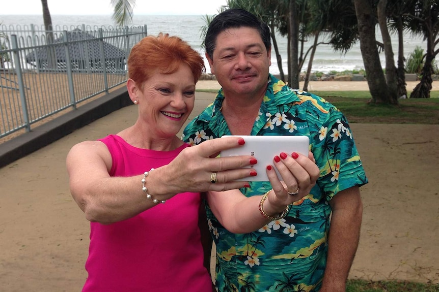 Pauline Hanson and Jason Hepplewhite at Yeppoon.