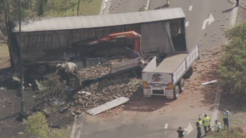 aerial of truck crash