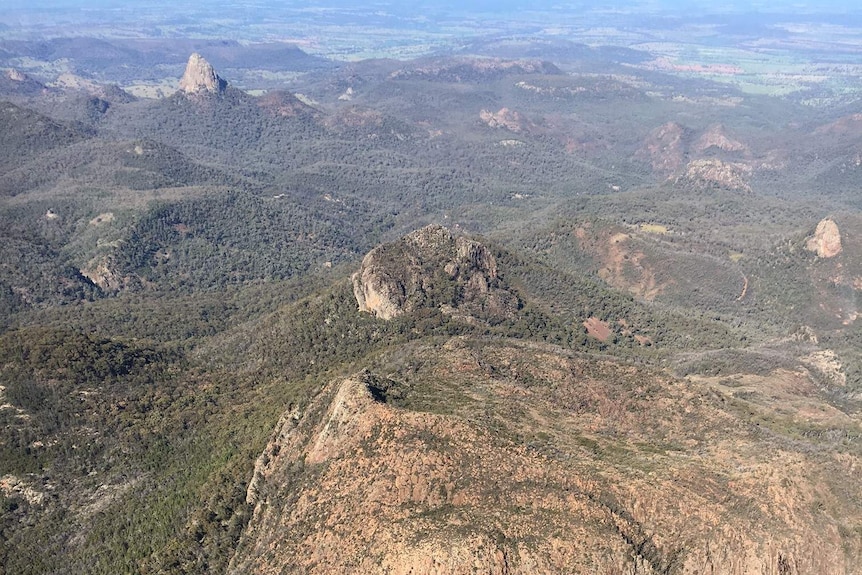 Mountain ledge where the injured abseiler with his fellow climber spent the night after he fell 15 metres