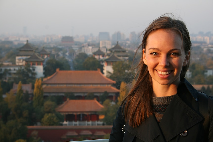 Portrait of a young female journalist in China