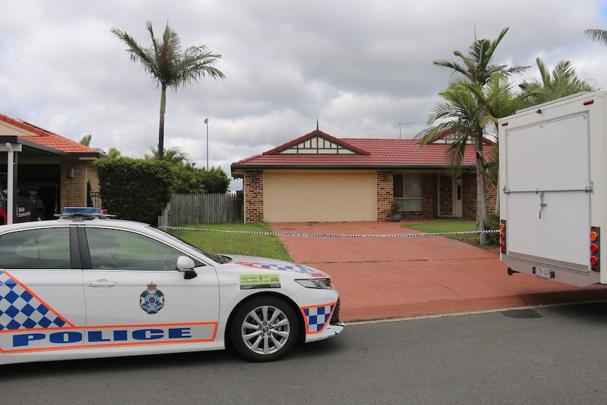 A home in Parkinson, in Brisbane, where the bodies of elderly couple Maurice and Zoe Antill were found yesterday.