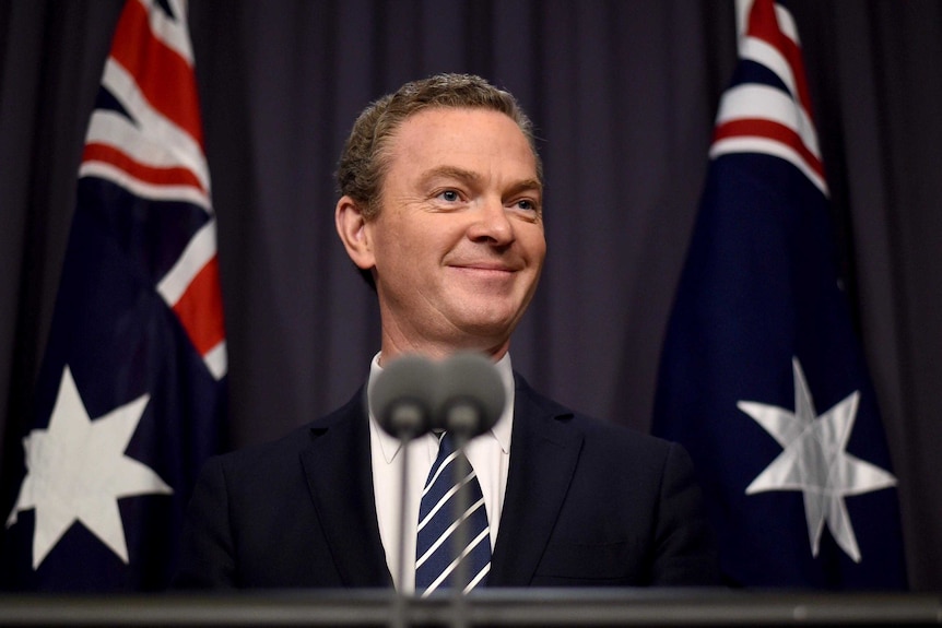 Christopher Pyne speaks during a press conference