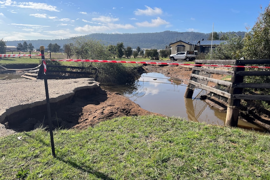 Sinkholes around a house.