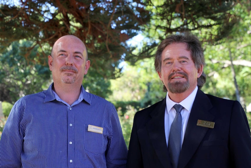 Cemeteries Board Marketing Manager Andrew Fox and CEO Peter Deague.