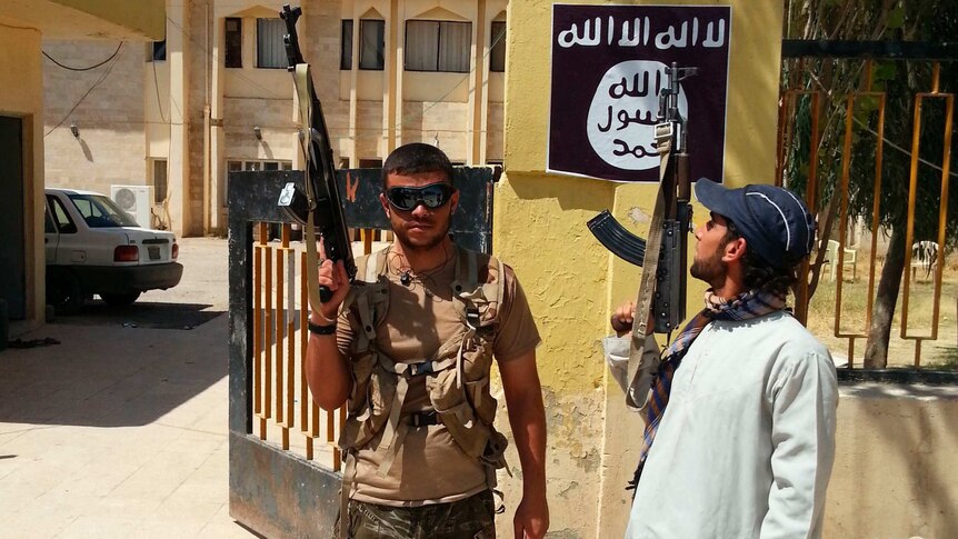 Islamic State militants in Bartella