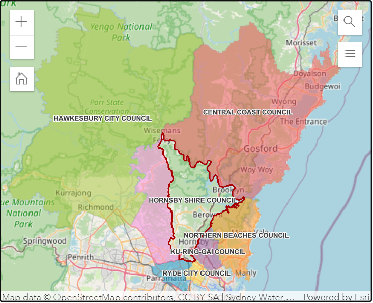 A colourful map of the four LGAs