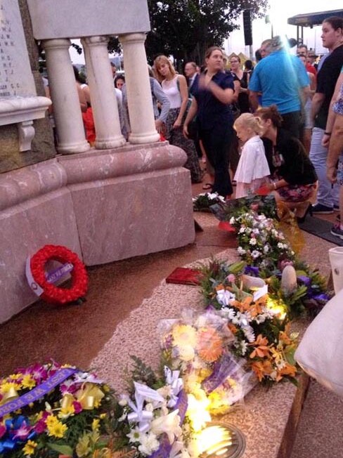 Wreaths at the Cenotaph in Townsville, north Queensland, after the Anzac Day dawn service.