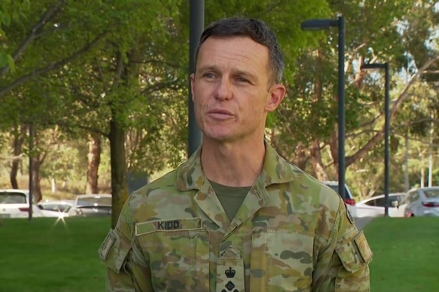 Acting Special Operations Commander Brigadier James Kidd speaks to the media.